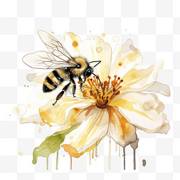 卡通蜜蜂采蜜元素立体免抠图案
