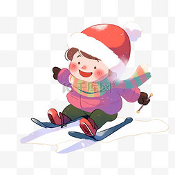 冬天紫色图片_滑雪男孩卡通手绘冬天元素