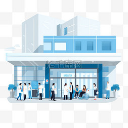 牙科诊所三折页图片_人们在医院大楼里走着和坐着。市
