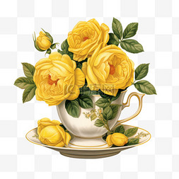 简单黄色玫瑰元素立体免抠图案
