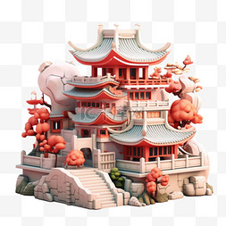 城堡梦幻图片_ai梦幻城堡元素立体免抠图案