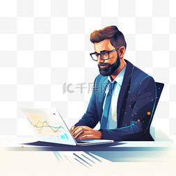 营销背景板图片_男性营销人员在笔记本电脑上工作