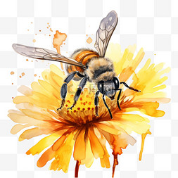 图形蜜蜂采蜜元素立体免抠图案
