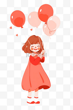 彩色气球卡通图片_可爱女孩气球卡通手绘冬天元素