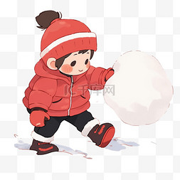 滚雪球图片_滚雪球冬天可爱孩子卡通手绘元素