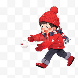 滚雪球的猴子图片_冬天手绘可爱孩子滚雪球卡通元素