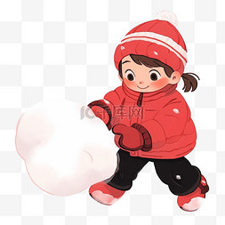 滚雪球的猴子图片_可爱孩子滚雪球卡通冬天手绘元素