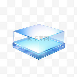艺术玻璃艺术品图片_ai绘画蓝色玻璃元素立体免抠图案