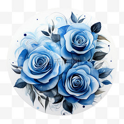 合成蓝色图片_合成蓝色玫瑰元素立体免抠图案