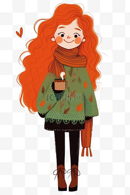 毛衣背景图片_卡通手绘冬天时尚女孩元素