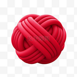 红色立体球图片_简约红色毛球元素立体免抠图案