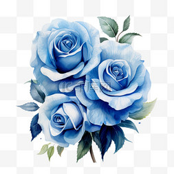 造型蓝色玫瑰元素立体免抠图案