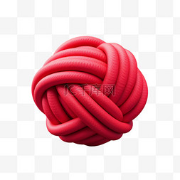 红色立体球图片_简单红色毛球元素立体免抠图案