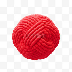 红色立体球图片_卡通红色毛球元素立体免抠图案
