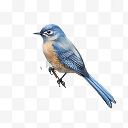 写实蓝色小鸟元素立体免抠图案