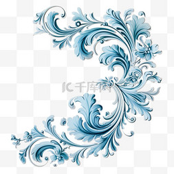 蓝色立体造型图片_造型蓝色花环元素立体免抠图案