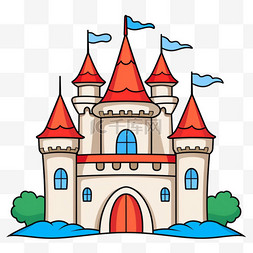 卡通梦幻城堡元素立体免抠图案