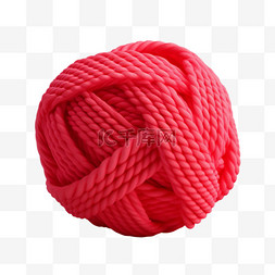红色立体球图片_简洁红色毛球元素立体免抠图案