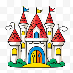 绘画梦幻城堡元素立体免抠图案