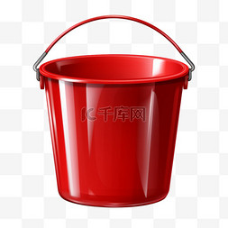 绘画红色塑料桶元素立体免抠图案