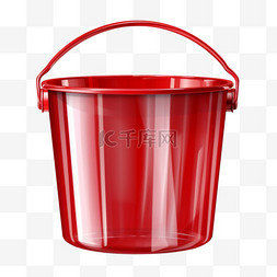 创意红色塑料桶元素立体免抠图案
