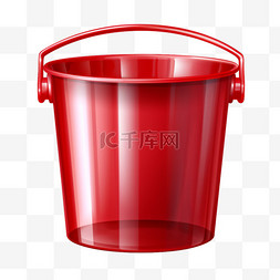 数字艺术红色塑料桶元素立体免抠