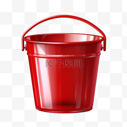 造型红色塑料桶元素立体免抠图案
