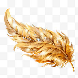 特色金色羽毛元素立体免抠图案