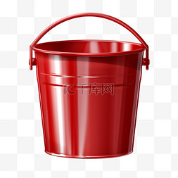 ai红色塑料桶元素立体免抠图案