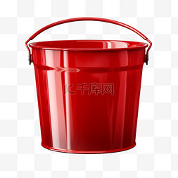 素材红色塑料桶元素立体免抠图案