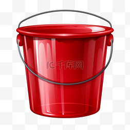 纹理红色塑料桶元素立体免抠图案