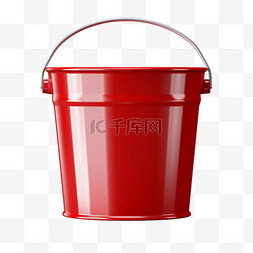 装饰红色塑料桶元素立体免抠图案