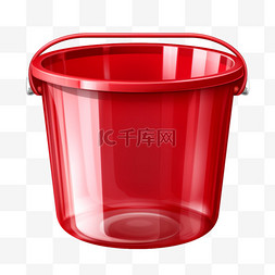 卡通塑料桶图片_卡通红色塑料桶元素立体免抠图案
