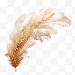 羽毛免抠图片图片_卡通金色羽毛元素立体免抠图案