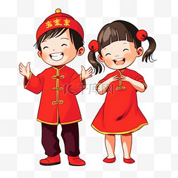 春节背景2图片_卡通新年可爱孩子祝福手绘元素