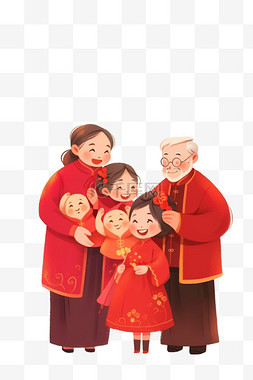 卡通可爱红包图片_新年看望父母团聚手绘元素卡通