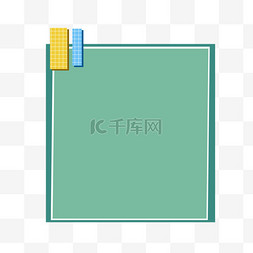 彩色几何边框图片_春日青色卡通几何边框文本框设计