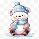 可爱小熊卡通手绘元素冬天