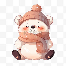 冬天可爱小熊卡通手绘元素