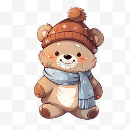 戴围巾的小熊图片_冬天可爱小熊元素卡通手绘