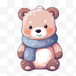 可爱小熊卡通冬天手绘元素