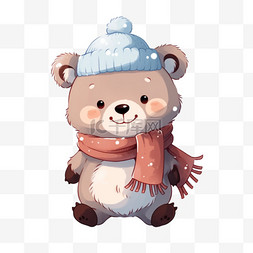 冬天可爱小熊手绘卡通元素