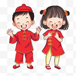春节背景图片_新年卡通手绘可爱孩子祝福元素