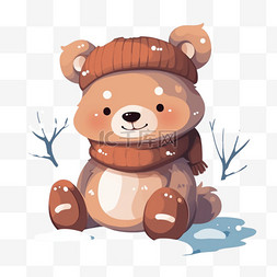 冬天可爱小熊手绘元素卡通