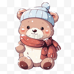 戴围巾的小熊图片_冬天卡通可爱小熊手绘元素