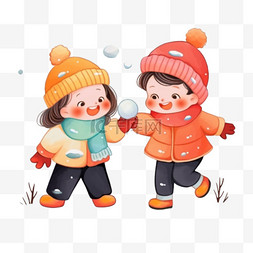 雪山雪图片_冬天孩子玩雪免抠插画元素
