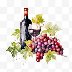 葡萄酒葡萄酒图片_特色葡萄酒红酒元素立体免抠图案