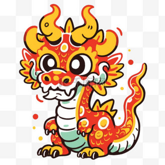 可爱卡通简约手绘中国龙手绘涂鸦龙37设计