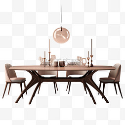 几何餐桌家具元素立体免抠图案