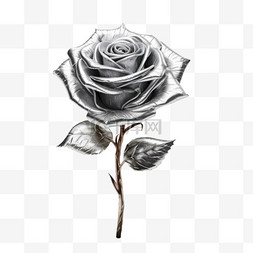 3d银色玫瑰元素立体免抠图案